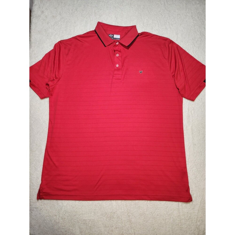Callaway Opti-Dri Men's Moisture Wicking Striped Golf Polo Red XL